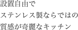 設置自由でステンレス製ならではの質感が奇麗なキッチン