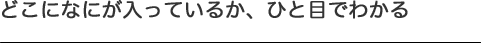 どこになにが入っているか、ひと目でわかる